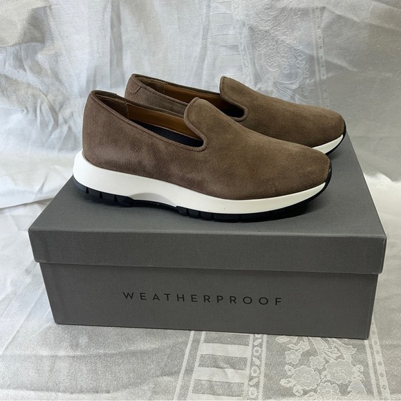 AQUATALIA ♦️SALE Taupe Suede Leather Weatherproof Casual Slip Ons NWT  SZ 5 - Picture 9 of 13